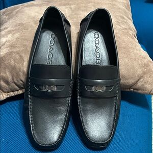 Coach Men's Black Leather Slip-On Loafers